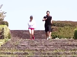 Busty Japanese runner Hitomi Tanaka shows off her big natural tits in 60 FPS
