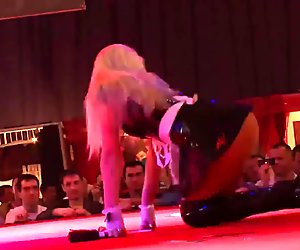 busty Milf stripping on stage